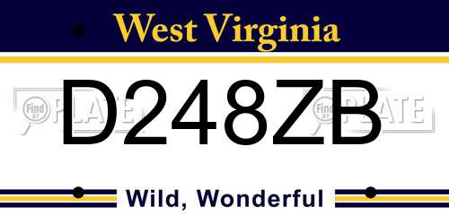 D248ZB West Virginia License Plate