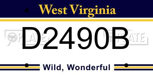 D2490B West Virginia License Plate