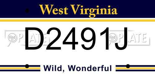 D2491J West Virginia License Plate