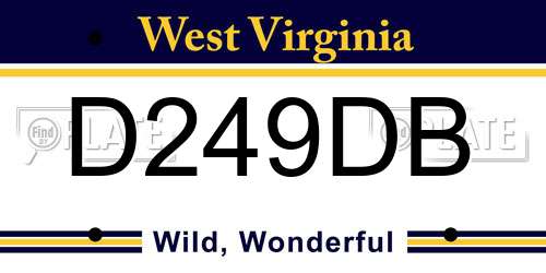 D249DB West Virginia License Plate