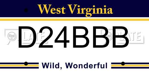 D24BBB West Virginia License Plate