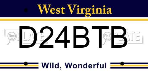 D24BTB West Virginia License Plate