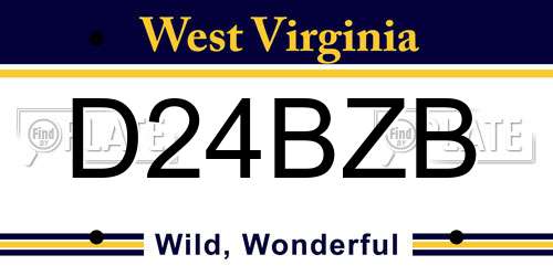D24BZB West Virginia License Plate