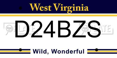 D24BZS West Virginia License Plate