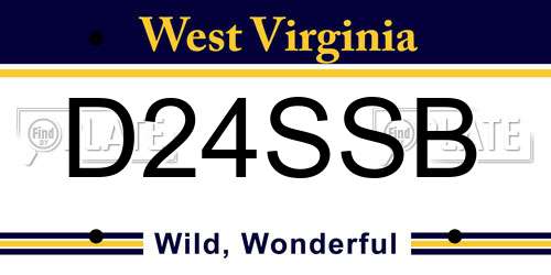 D24SSB West Virginia License Plate