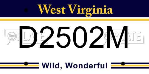 D2502M West Virginia License Plate
