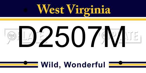 D2507M West Virginia License Plate