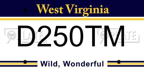 D250TM West Virginia License Plate