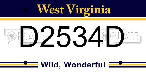 D2534D West Virginia License Plate
