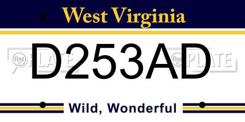D253AD West Virginia License Plate