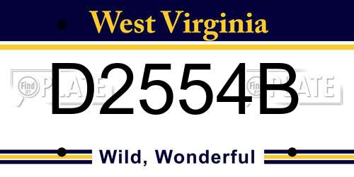 D2554B West Virginia License Plate