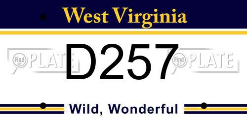 D257 West Virginia License Plate