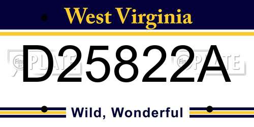 D25822A West Virginia License Plate