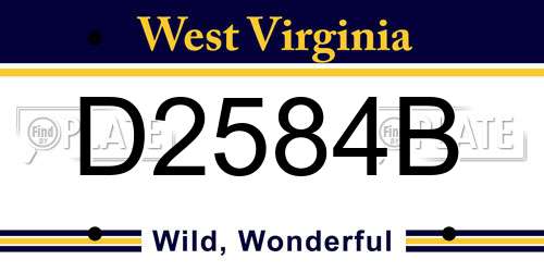 D2584B West Virginia License Plate