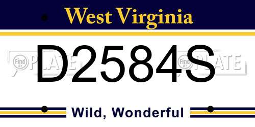 D2584S West Virginia License Plate