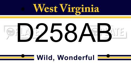 D258AB West Virginia License Plate