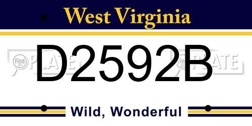D2592B West Virginia License Plate