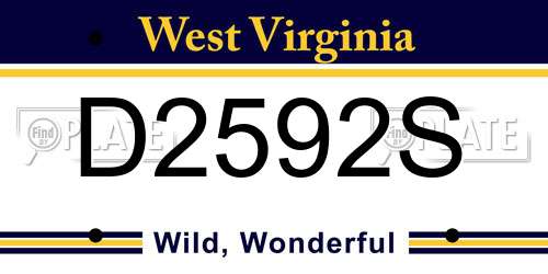 D2592S West Virginia License Plate