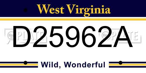 D25962A West Virginia License Plate