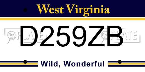 D259ZB West Virginia License Plate