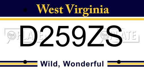 D259ZS West Virginia License Plate