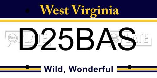 D25BAS West Virginia License Plate