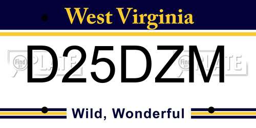 D25DZM West Virginia License Plate