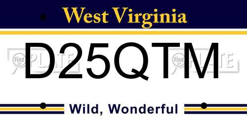 D25QTM West Virginia License Plate