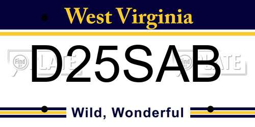 D25SAB West Virginia License Plate