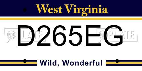 D265EG West Virginia License Plate