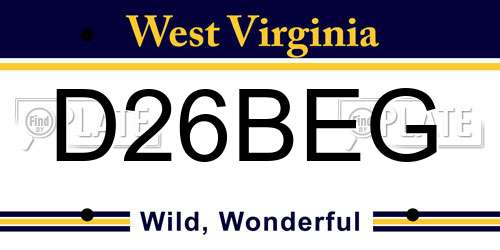 D26BEG West Virginia License Plate