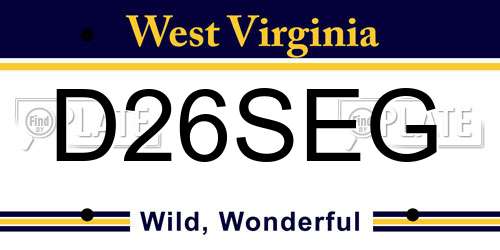 D26SEG West Virginia License Plate