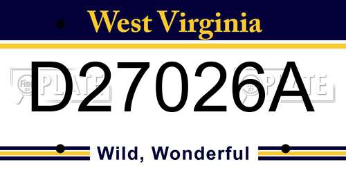 D27026A West Virginia License Plate