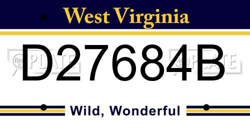 D27684B West Virginia License Plate