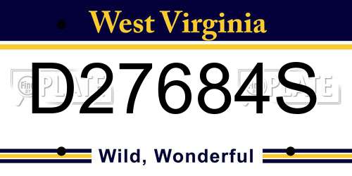 D27684S West Virginia License Plate