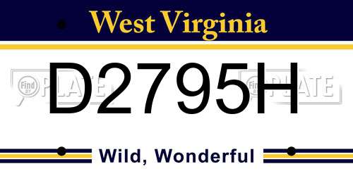 D2795H West Virginia License Plate