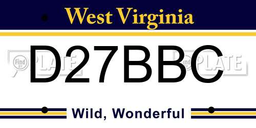 D27BBC West Virginia License Plate