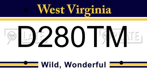 D280TM West Virginia License Plate