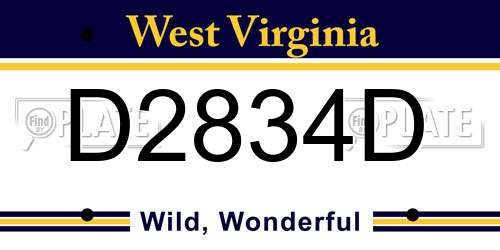 D2834D West Virginia License Plate