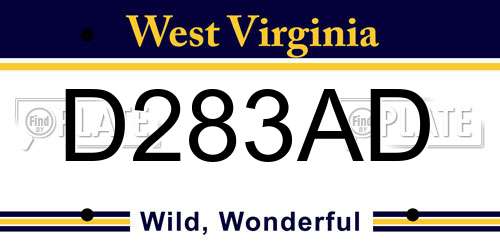 D283AD West Virginia License Plate