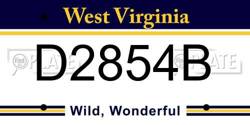 D2854B West Virginia License Plate