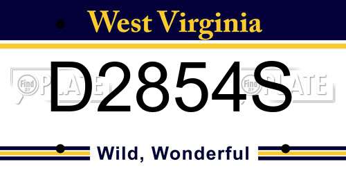 D2854S West Virginia License Plate