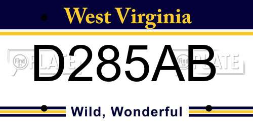 D285AB West Virginia License Plate