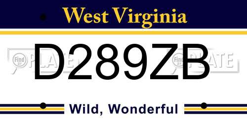 D289ZB West Virginia License Plate