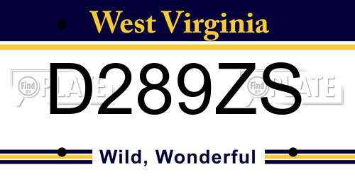 D289ZS West Virginia License Plate
