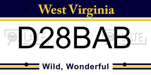 D28BAB West Virginia License Plate