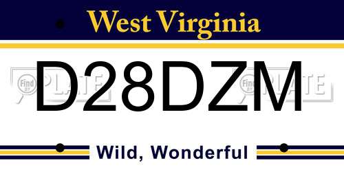 D28DZM West Virginia License Plate