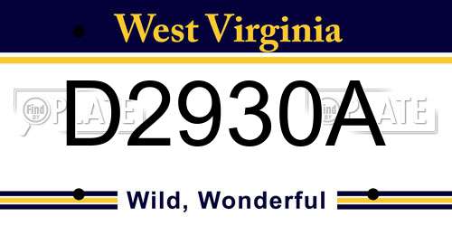D2930A West Virginia License Plate
