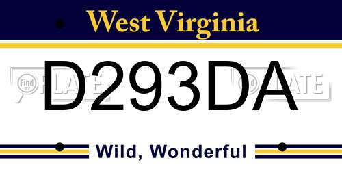 D293DA West Virginia License Plate