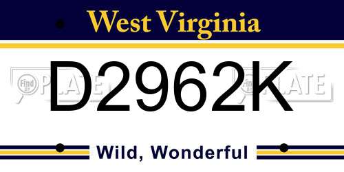 D2962K West Virginia License Plate